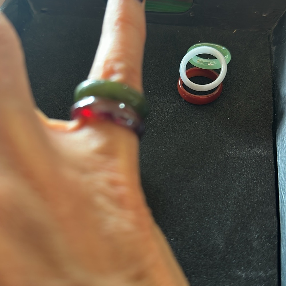 Colorful Stackable Glass Rings Lot size 6.5 - Picture 5 of 5